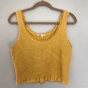 Anthropologie Yellow Ruffled Crop Tank
